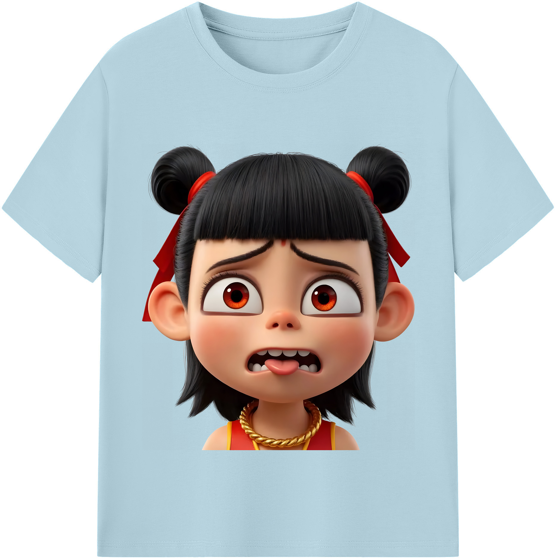 （画像用） Ne Zha 2 ナタ 魔童の大暴れ 綿100％半袖Tシャツ（フロントプリント）
